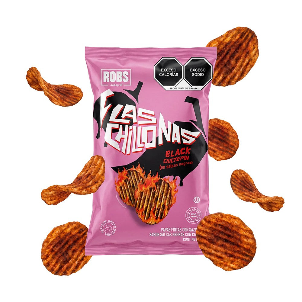 Chillonas Chips Sabor Chiltepín y Salsas Negras 140 g