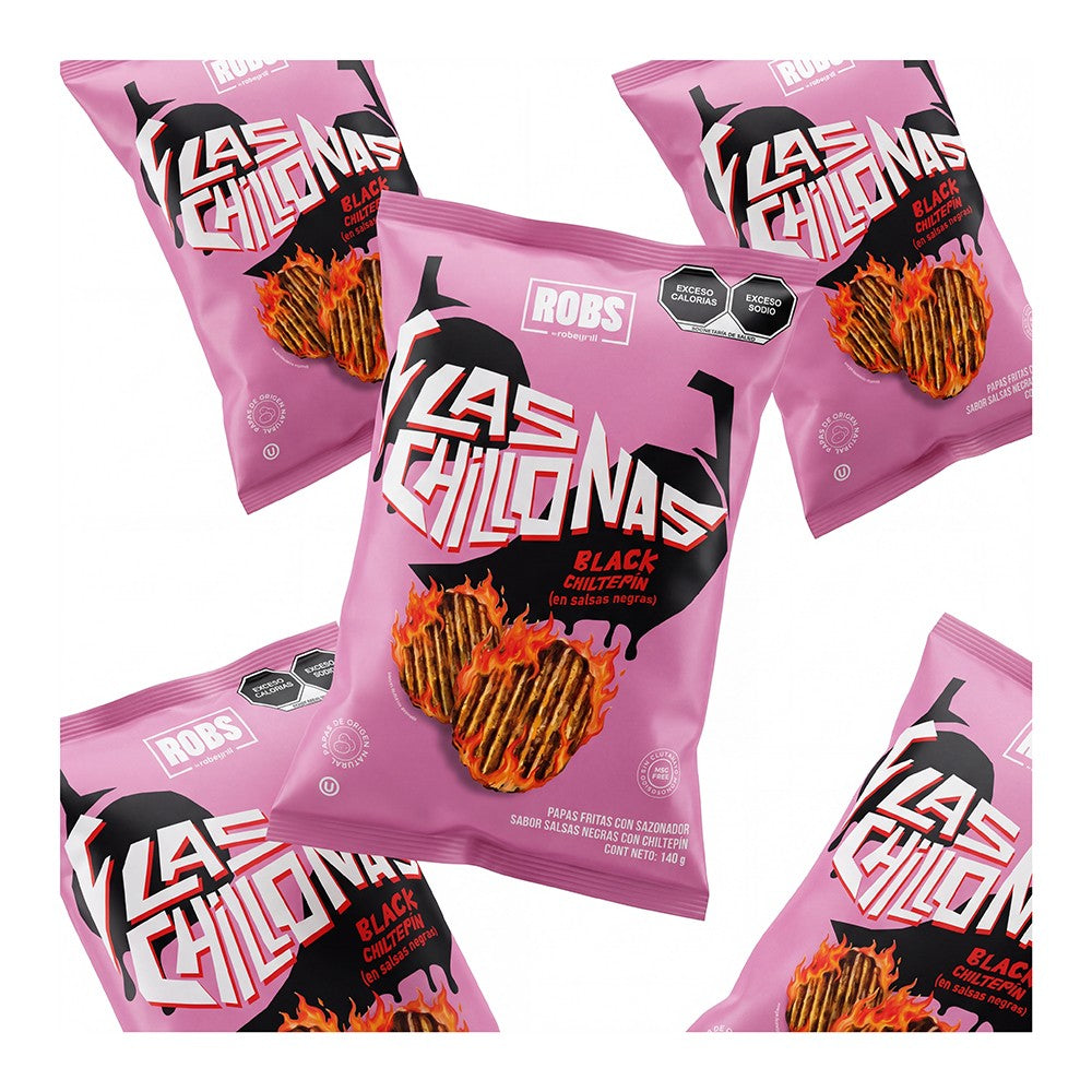 Chillonas Chips Sabor Chiltepín y Salsas Negras 140 g