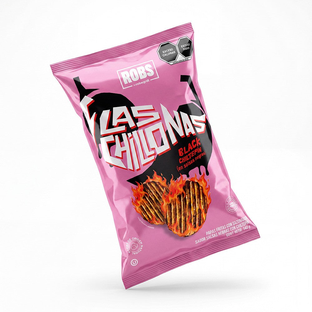 Chillonas Chips Sabor Chiltepín y Salsas Negras 140 g